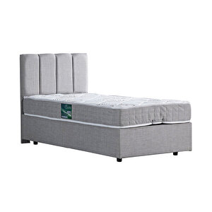 Defne Tek Kişilik Baza Başlık Comfort Yatak Seti Açık Gri 100x200 cm