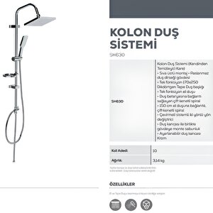 Creavit SH630 Tepe Duş Sistemi Kare