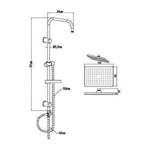 Creavit SH630 Tepe Duş Sistemi Kare