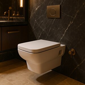 Plaza Beyaz Kanallı Asma Klozet Plz1710, Nkp Sedef Yavaş Kapak