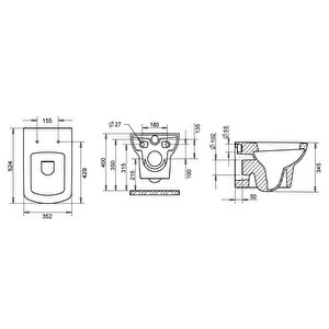 Turavit Plaza Beyaz Kanallı Asma Klozet Plz1710, Nkp Sedef Yavaş Kapak