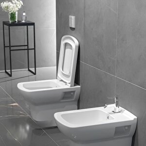 Turavit Plaza Beyaz Kanallı Asma Klozet Plz1710, Nkp Sedef Yavaş Kapak