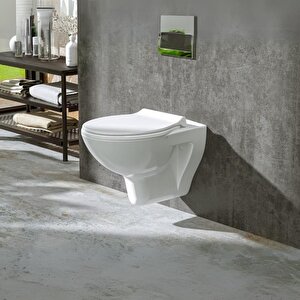 Pera Beyaz Kanalsız Kanalsız Asma Klozet Pr3510, Nkp İpek Yavaş Kapak