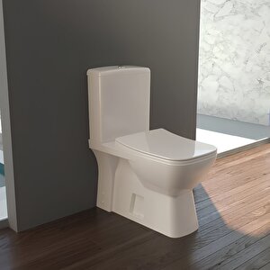 Duru Kanalsız Beyaz Duvara Sıfır Klozet Takımı Set003003, Turkuaz Yavaş Kapak