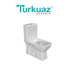 Duru Kanalsız Beyaz Duvara Sıfır Klozet Takımı Set003003, Turkuaz Yavaş Kapak