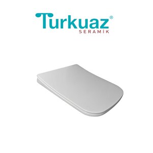 Duru Kanalsız Beyaz Duvara Sıfır Klozet Takımı Set003003, Turkuaz Yavaş Kapak