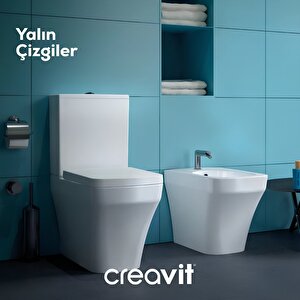 Solo Beyaz Kanalsız Duvara Sıfır Klozet Takım So361, Creavit Solo Duroplast Yavaş Kapak