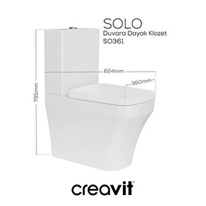 Solo Beyaz Kanalsız Duvara Sıfır Klozet Takım So361, Creavit Solo Duroplast Yavaş Kapak