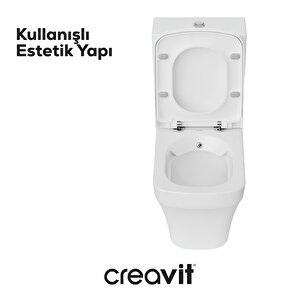 Solo Beyaz Kanalsız Duvara Sıfır Klozet Takım So361, Creavit Solo Duroplast Yavaş Kapak