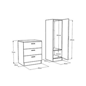 Robinhome Lyana Aynali Şifonyer Çam-gri