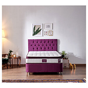 Purple Yatak Seti Tek Kişilik Yatak Baza Başlık Takımı - Orta Sert Yatak Mor Baza Ve Başlığı 140x190 cm