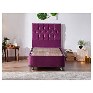 Violet Yatak Seti Tek Kişilik Yatak Baza Başlık Takımı - Orta Sert Yatak Mor Baza Ve Başlığı 120x200 cm