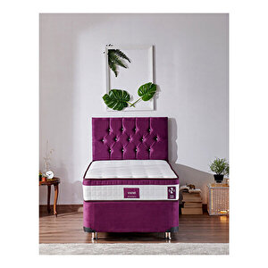 Violet Yatak Seti Tek Kişilik Yatak Baza Başlık Takımı - Orta Sert Yatak Mor Baza Ve Başlığı 140x190 cm