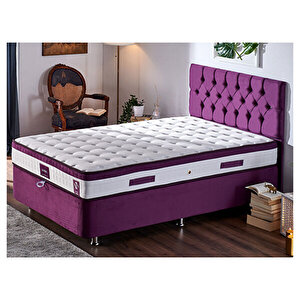 Violet Yatak Seti Tek Kişilik Yatak Baza Başlık Takımı - Orta Sert Yatak Mor Baza Ve Başlığı 180x200 cm