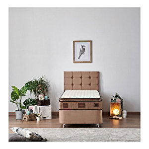 Organic Cotton Yatak, Baza Ve Başlık Set Tek Kişilik Doğal Pamuk Kumaşlı Ekstra Lüks Yumuşak Yatak, Baza Ve Başlık Set 120x200 cm
