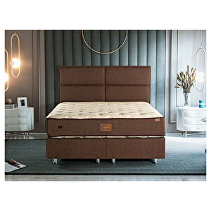 Organic Cotton Yatak, Baza Ve Başlık Set Çift Kişilik Doğal Pamuk Kumaşlı Ekstra Lüks Yumuşak Yatak, Baza Ve Başlık Set 150x200 cm