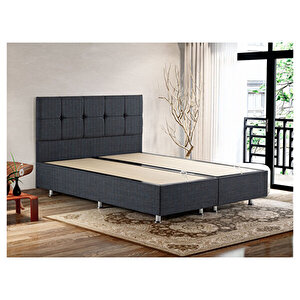 Notte Tek Kişilik Ultra Ortopedik Yatak Seti - Füme Keten Sağlamlaştırılmış Baza Başlık Ve Yatak Seti 80x180 cm