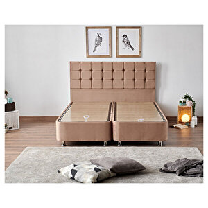 Latte Çift Kişilik Yatak Baza Başlık Seti - Sert Yatak, Kumaş Baza Ve Başlık Takımı 160x200 cm