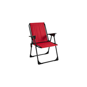 Plastik Kollu Lüks Piknik Sandalyesi Kırmızı