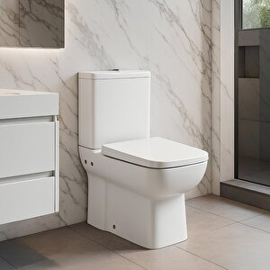 Turavit Plaza Beyaz Kanallı Duvara Sıfır Klozet Takımı Plz1708, Nkp Sedef Yavaş Kapak