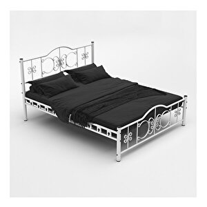 Argimo Pero Tek Kişilik Ferforje Metal Beyaz Karyola 100x200