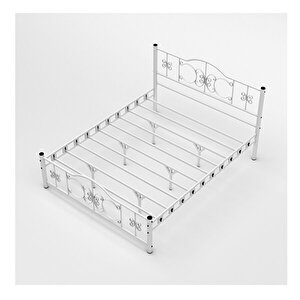 Argimo Pero Tek Kişilik Ferforje Metal Beyaz Karyola 100x200