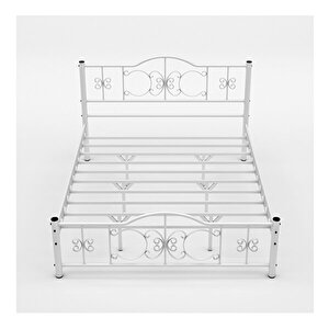 Argimo Pero Tek Kişilik Ferforje Metal Beyaz Karyola 100x200