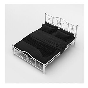 Argimo Pero Çift Kişilik Ferforje Metal Beyaz Karyola 150x200