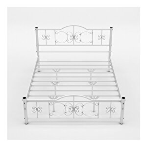 Argimo Pero Çift Kişilik Ferforje Metal Beyaz Karyola 150x200
