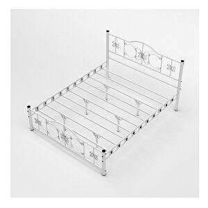 Argimo Pero Çift Kişilik Ferforje Metal Beyaz Karyola 140x190