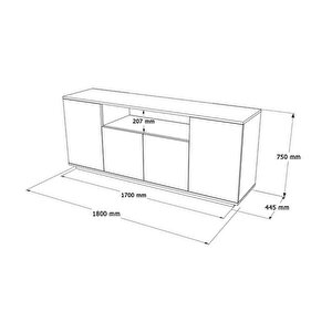 Loft Konsol 4 Kapakli Rafli 180cm Beyaz