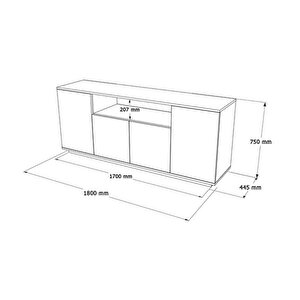 Loft Konsol 4 Kapakli Rafli 180cm Beyaz