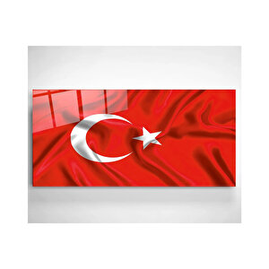 Türk Bayraği Cam Tablo 30x50cm