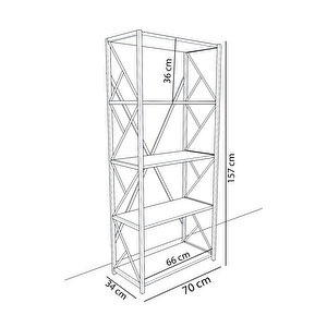 Metal Kitaplık Siyah 157 cm