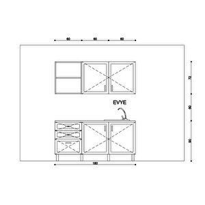 Gri Membran Mini Mutfak Set 180 cm