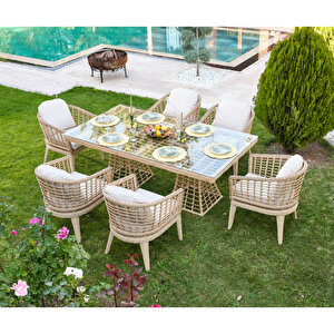 Rodos Rattan Bahçe Balkon Masa Takimi Ca