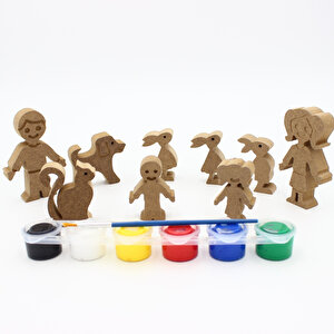 Aile Hayvan Ahşap Boyama Set100