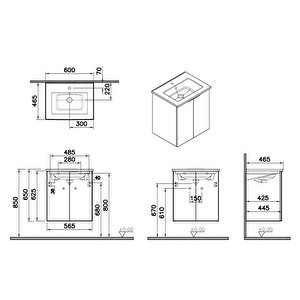 Nexa Square Antrasit Set 60 cm Banyo Dolabı