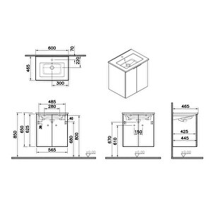 Nexa Square Parlak Beyaz Set 60 cm Banyo Dolabı