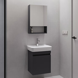 Duru 45 Cm Banyo Dolabı Takımı Koyu Gri