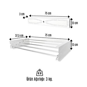 Duvara Monte Çamaşır Kurutma Askısı 75 Cm