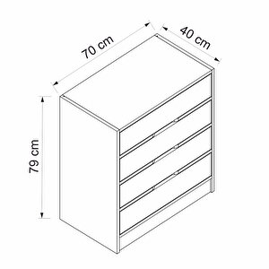 Silva Şifonyer 4 Çekmeceli Kumtaşı Beyaz