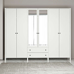 İnci 6 Kapılı Aynalı Gardırop 240X190X54
