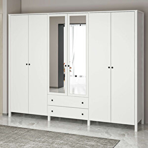 İnci 6 Kapılı Aynalı Gardırop 240X190X54
