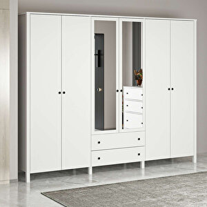 İnci 6 Kapılı Aynalı Gardırop 240X190X54