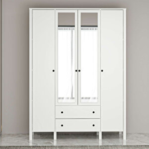 İnci 4 Kapılı Aynalı Gardırop 140X190X54