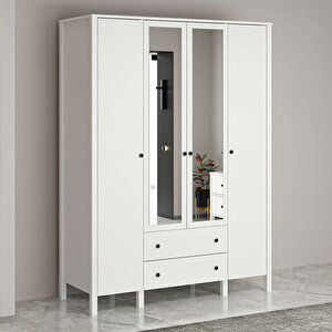 İnci 4 Kapılı Aynalı Gardırop 140X190X54