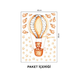 Balon Ile Uçan Ayicik Ve Kuşlar 50x70