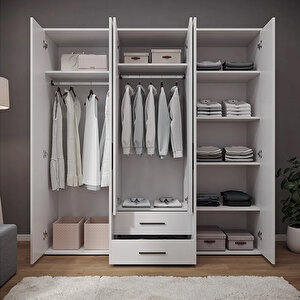 Yeni White 6 Kapı Gardırop 52x206x213
