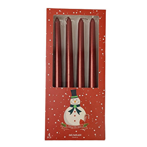 Yilbaşi - 4 Lü Düz Şamdan Metalik Bordo